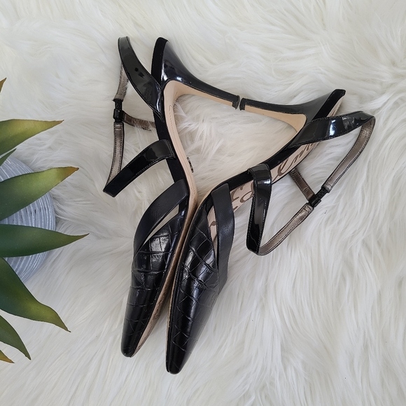 Sam Edelman Black Leather Pointed Toe Othello Heel - Picture 4 of 6